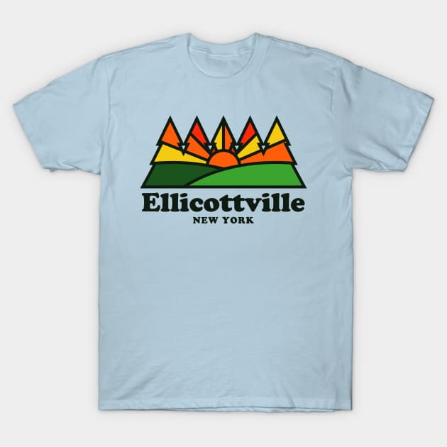 Ellicottville NY New York Retro Vintage Mountains T-Shirt by PodDesignShop